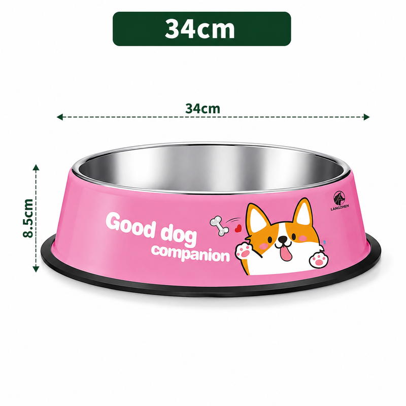 34CM Stainless Steel Non-Slip Dog Feeding Bowls Metal Pet Food Bowl, Large Dog Bowls and Water Bowls for Medium, Large,Dog