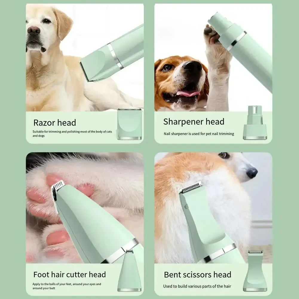 4-in-1 Pet Hair Remover Electric Silent Cat Dog Shaver Professional Pet Foot Hair Trimmer Dog Grooming Clippers