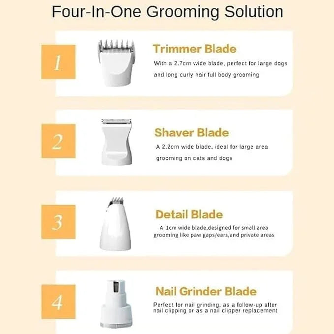 4-in-1 Pet Hair Remover Electric Silent Cat Dog Shaver Professional Pet Foot Hair Trimmer Dog Grooming Clippers