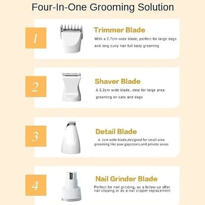 4-in-1 Pet Hair Remover Electric Silent Cat Dog Shaver Professional Pet Foot Hair Trimmer Dog Grooming Clippers