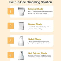 4-in-1 Pet Hair Remover Electric Silent Cat Dog Shaver Professional Pet Foot Hair Trimmer Dog Grooming Clippers