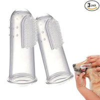 Finger Toothbrush for Pets Teeth Cleaning - Safe & Gentle Dental Care for Dogs, Cats, Kittens, & Puppies | BPA-Free Silicon Brush with Cover