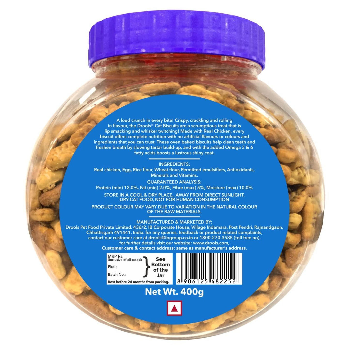 Drools Cat Treat Biscuits Real Chicken Flavor 400g Jar