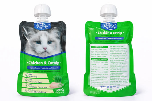 AMNA Chicken & Catnip Spout Pouch Cat Wet Food 100g