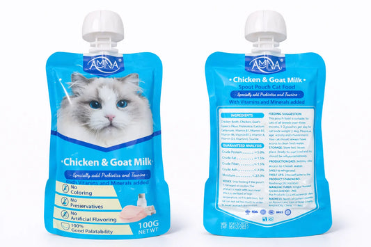 AMNA Chicken & Goat Milk Spout Pouch Cat Wet Food 100g