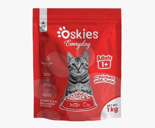 Oskies Cat Dry Food Adult Chicken with Tuna- 1 KG