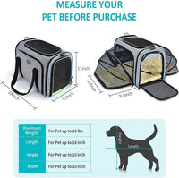 Pet Carrier Airline Approved, Expandable Foldable Soft-Sided Dog Carrier, with 2 Expandable Mesh Windows, Pet Travel Bag