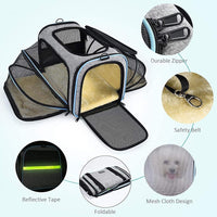 Pet Carrier Airline Approved, Expandable Foldable Soft-Sided Dog Carrier, with 2 Expandable Mesh Windows, Pet Travel Bag