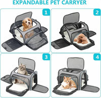 Pet Carrier Airline Approved, Expandable Foldable Soft-Sided Dog Carrier, with 2 Expandable Mesh Windows, Pet Travel Bag