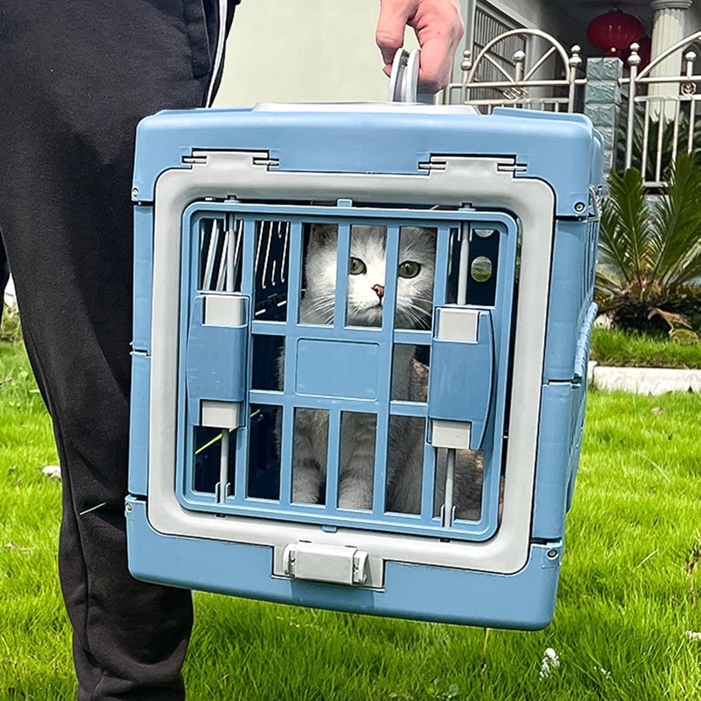 Airline pet Transport Crate Foldable pet cage Top Handle Travel Carrier Cat and Dog Airline Crate Foldable pet Carrier for Aircraft Top Handle pet Carrier for Going Out