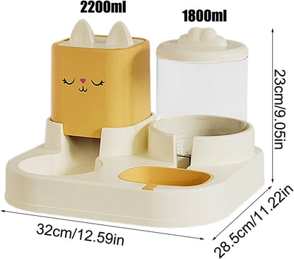 Automatic Cat Food Bowl | Large Capacity Feeder | Automatic Beverage Bottle | Double Bowl Feeder | Pet Cat Food Dispenser
