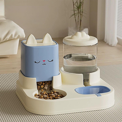 Automatic Cat Food Bowl | Large Capacity Feeder | Automatic Beverage Bottle | Double Bowl Feeder | Pet Cat Food Dispenser