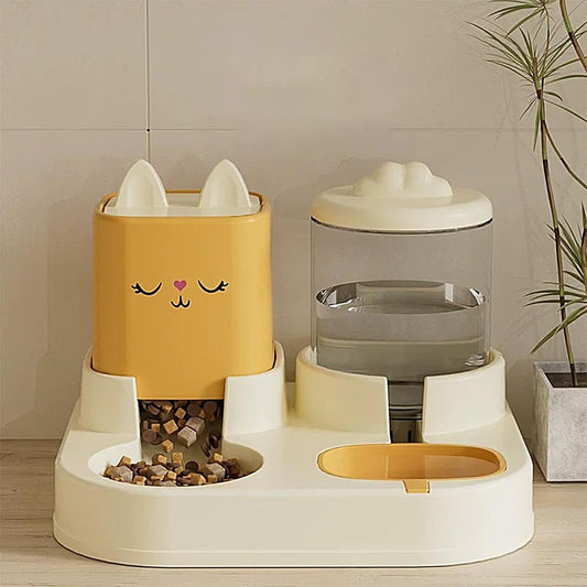 Automatic Cat Food Bowl | Large Capacity Feeder | Automatic Beverage Bottle | Double Bowl Feeder | Pet Cat Food Dispenser