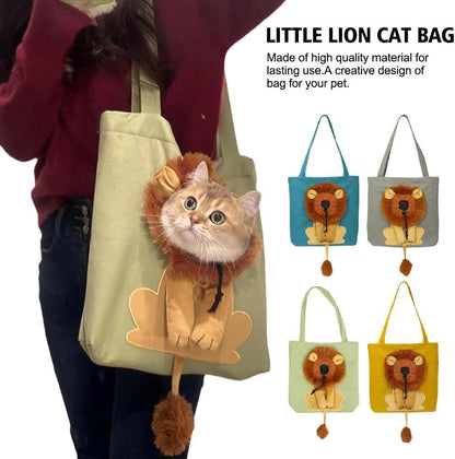 FUNTLY Pet Canvas Shoulder Carrying Bag, Cute Lion-Shaped Bag Cat Carrier, Pet Carrier for Small Dogs and Cats Pet Supplies(B,15.7 x 13.7in)