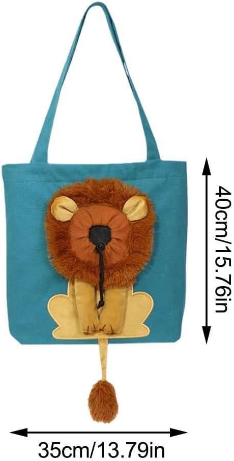 FUNTLY Pet Canvas Shoulder Carrying Bag, Cute Lion-Shaped Bag Cat Carrier, Pet Carrier for Small Dogs and Cats Pet Supplies(B,15.7 x 13.7in)