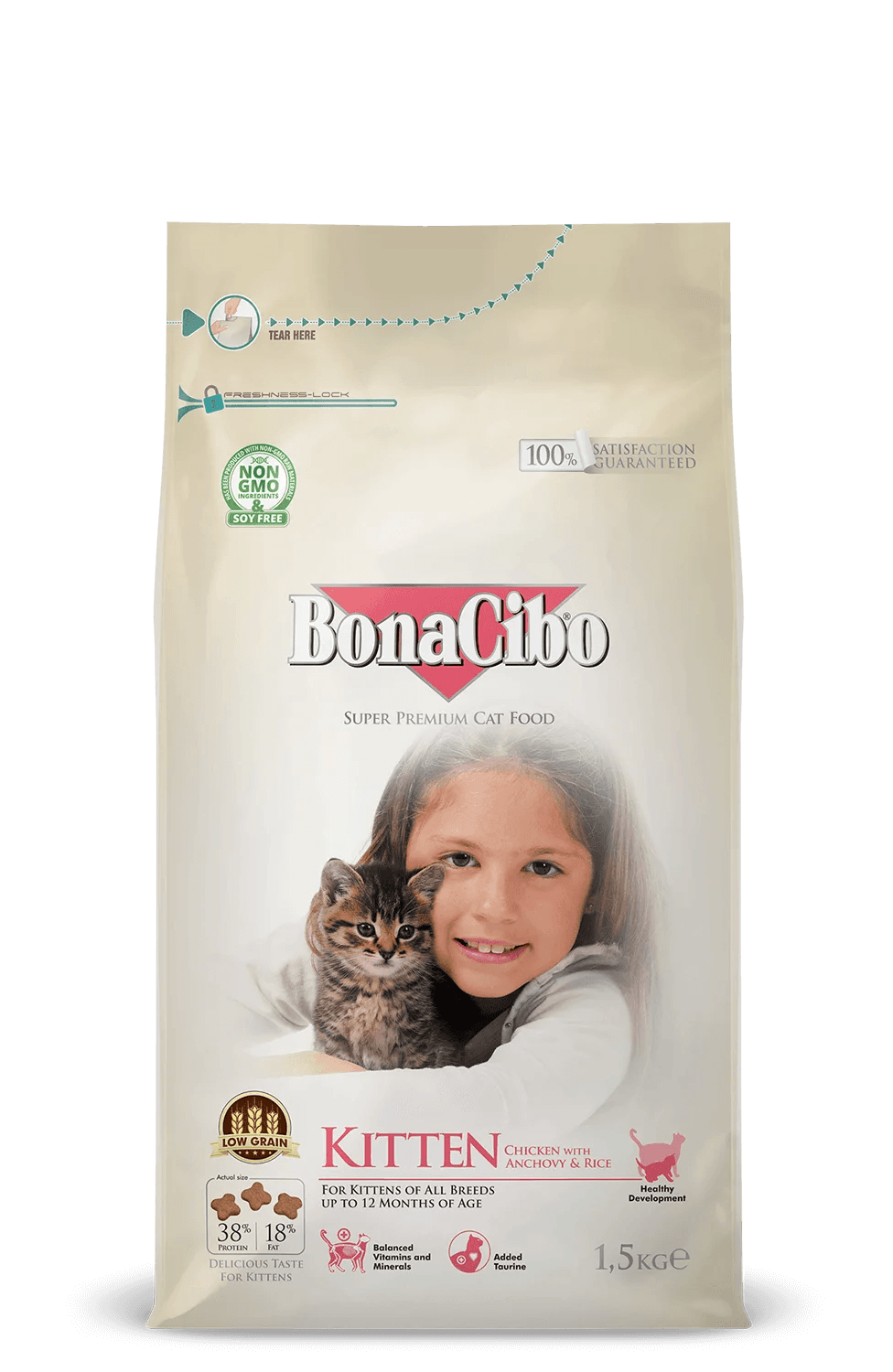 Bonacibo Premium Kitten Food Chicken, Anchovy & Rice 1.5KG