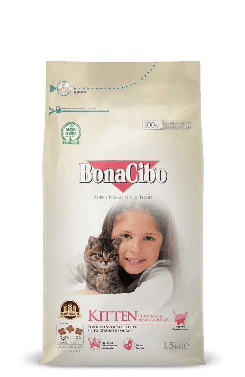 Bonacibo Premium Kitten Food Chicken, Anchovy & Rice 1.5KG