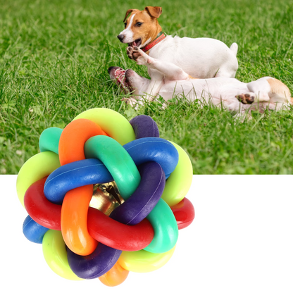 Large and Medium Dogs Rubber Chew Toy Rainbow Ball Colorful Bell Ball Pets 1PCS Diameter 7CM