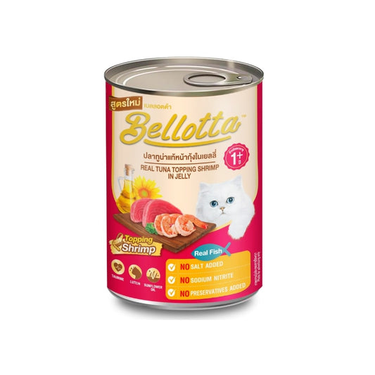 Bellotta Premium Cat Can Wet Food Real Tuna Topping Shrimp in Jelly 400gm