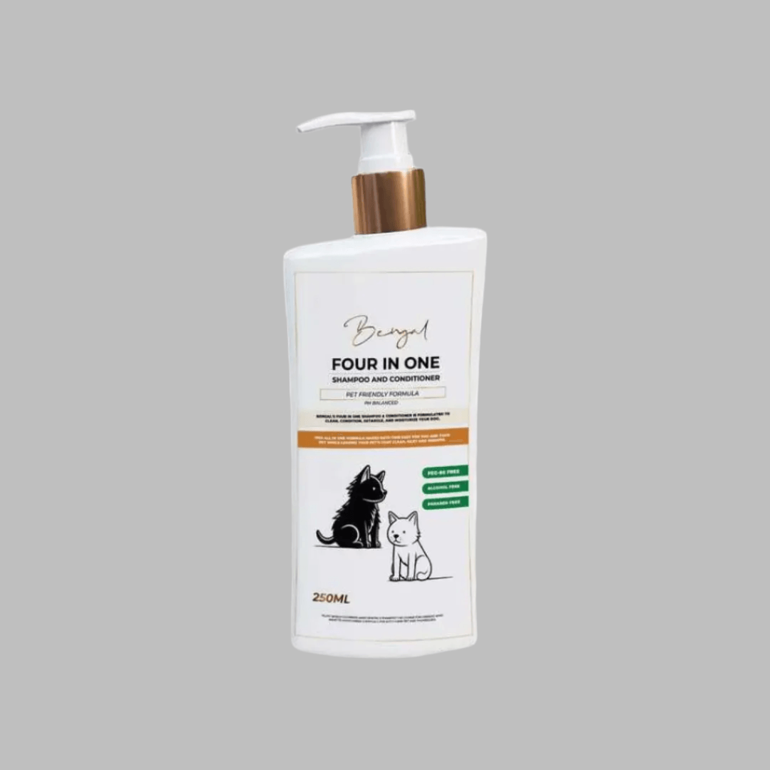 Bengal Four-in-One Pet-Friendly pH-Balanced Formula Shampoo (Shampoo + Conditioner + Detangler + Moisturizer) - 250ml