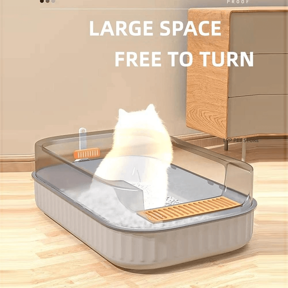Large Capacity Cat Litter Box Semi-closed Sand Box for Cats Toilet Anti Splash Cat Tray
