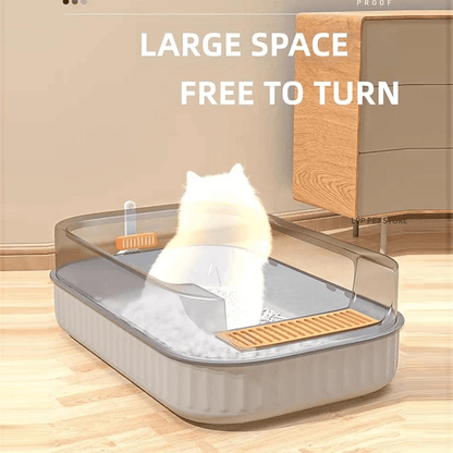 Large Capacity Cat Litter Box Semi-closed Sand Box for Cats Toilet Anti Splash Cat Tray