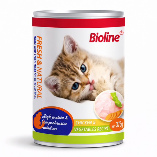 Bioline Fresh & Natural Chicken & Vegetables Recipe Cat Food – 375g