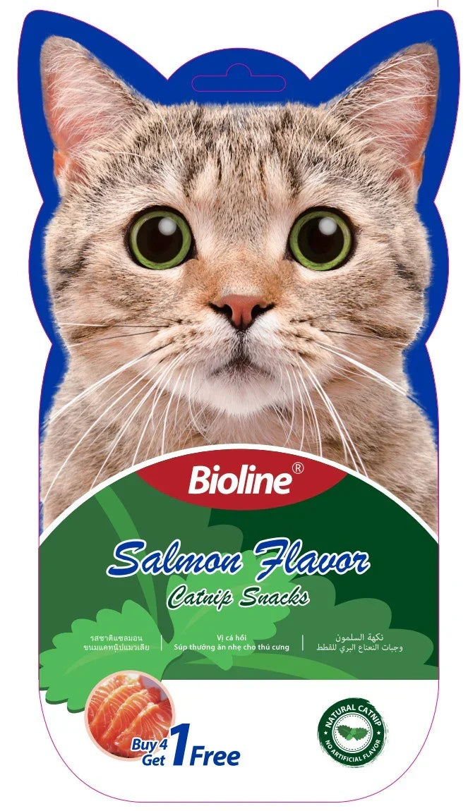 Bioline Catnip Snacks Salmon Flavor Cat Treats 15gX 5 pcs