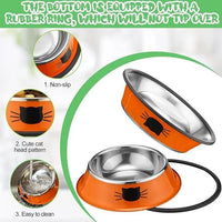 Cat Bowls for Food and Water Cat Dishes Stainless Steel PET Food Bowls 7 oz Anti Slip Metal PET Bowl with Removable Rubber Base 1pcs