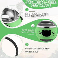 Cat Bowls for Food and Water Cat Dishes Stainless Steel PET Food Bowls 7 oz Anti Slip Metal PET Bowl with Removable Rubber Base 1pcs