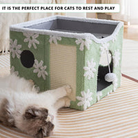 Exclusive Double Decker Cat Tent House with Scratcher Folding House with Terrace