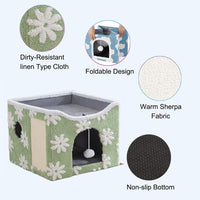 Exclusive Double Decker Cat Tent House with Scratcher Folding House with Terrace