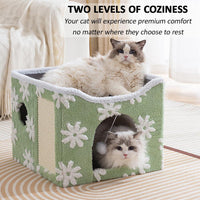 Exclusive Double Decker Cat Tent House with Scratcher Folding House with Terrace
