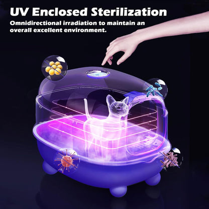 Cat Litter Box with Automatic Sand-Proof cage Sterilization and Deodorization Function With Litter Scoop Easy To Clean Enclosed Extra Large Cat Litter Tray