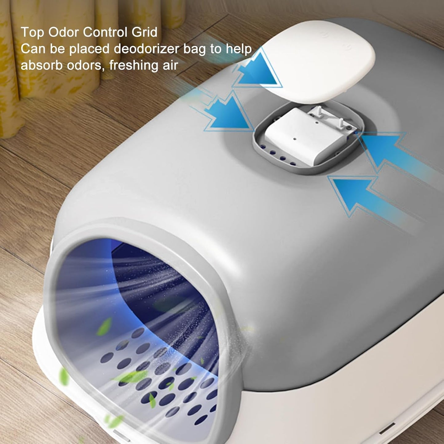 Cat Litter Box with Automatic Sand-Proof cage Sterilization and Deodorization Function With Litter Scoop Easy To Clean Enclosed Extra Large Cat Litter Tray