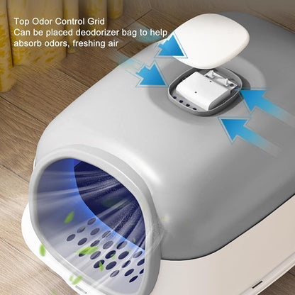 Cat Litter Box with Automatic Sand-Proof cage Sterilization and Deodorization Function With Litter Scoop Easy To Clean Enclosed Extra Large Cat Litter Tray