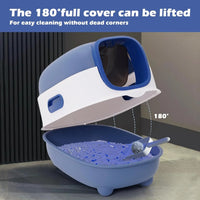 Cat Litter Box with Automatic Sand-Proof cage Sterilization and Deodorization Function With Litter Scoop Easy To Clean Enclosed Extra Large Cat Litter Tray