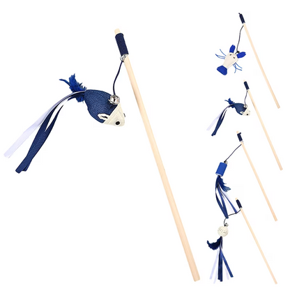 Cat Wand Toys Interactive Cat Bell Toys Fake Feather Kitten Toys Mouse Toy
