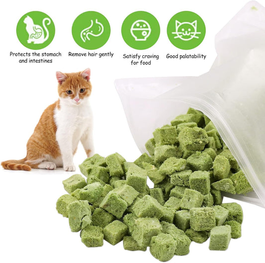 Cat Grass Treats for Cat, 120g Freezed Dried Snacks for Cats, Edible Cats Chew Toys, Kitten Treats for Cleaning Teeth, Remove Hair Ball