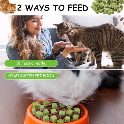 Cat Grass Treats for Cat, 120g Freezed Dried Snacks for Cats, Edible Cats Chew Toys, Kitten Treats for Cleaning Teeth, Remove Hair Ball