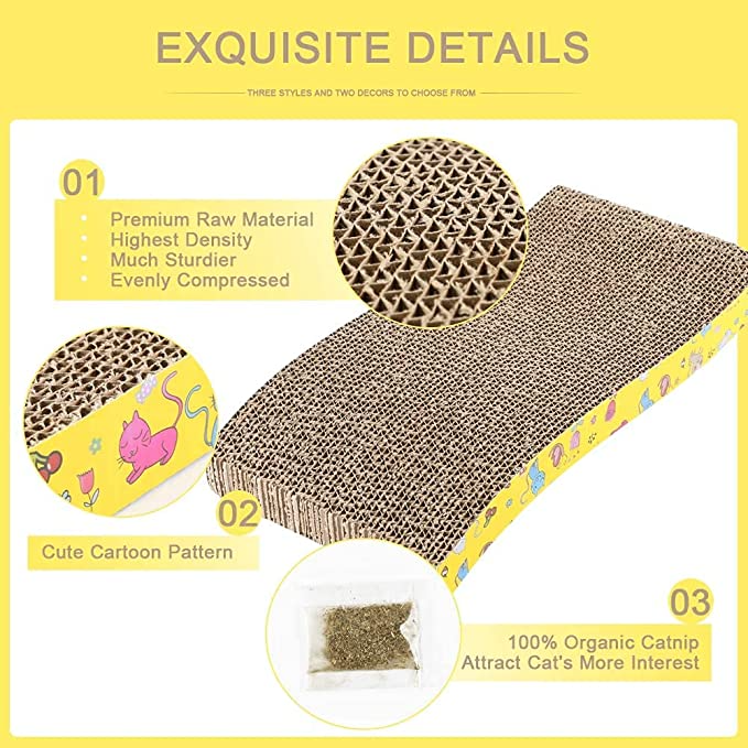 Cat Scratcher Board Durable Scratch Board for Cats & Kittens | Eco-Friendly, Non-Toxic Material Wavy Surface 65Cm