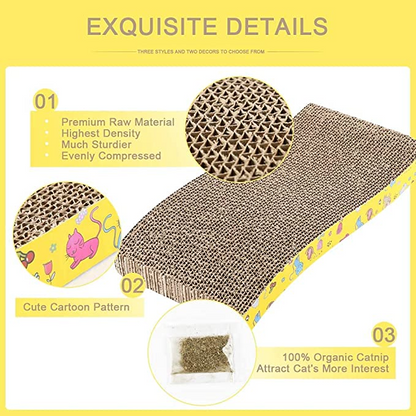 Cat Scratcher Board Durable Scratch Board for Cats & Kittens | Eco-Friendly, Non-Toxic Material Wavy Surface 65Cm