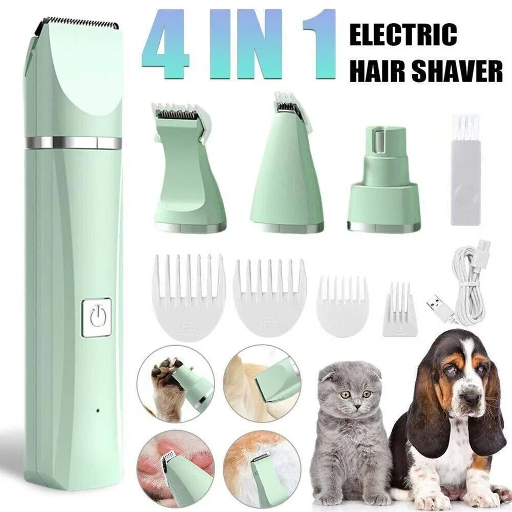 4-in-1 Pet Hair Remover Electric Silent Cat Dog Shaver Professional Pet Foot Hair Trimmer Dog Grooming Clippers