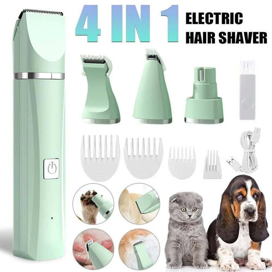 4-in-1 Pet Hair Remover Electric Silent Cat Dog Shaver Professional Pet Foot Hair Trimmer Dog Grooming Clippers