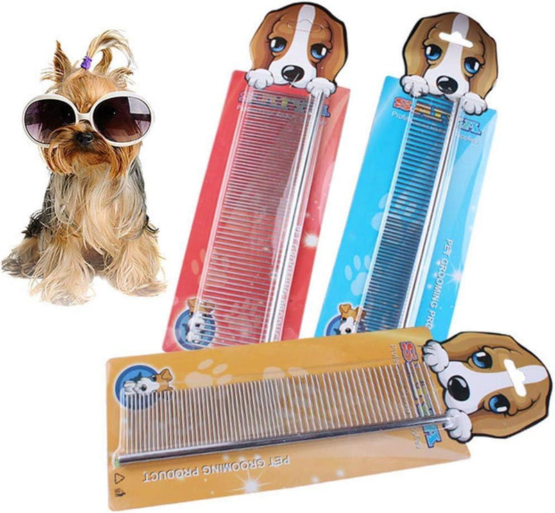 Cat and Dog Grooming Brush Comb Stainless Steel Teeth Metal Cats Dog Comb for Removing Hair (M: 194cm)
