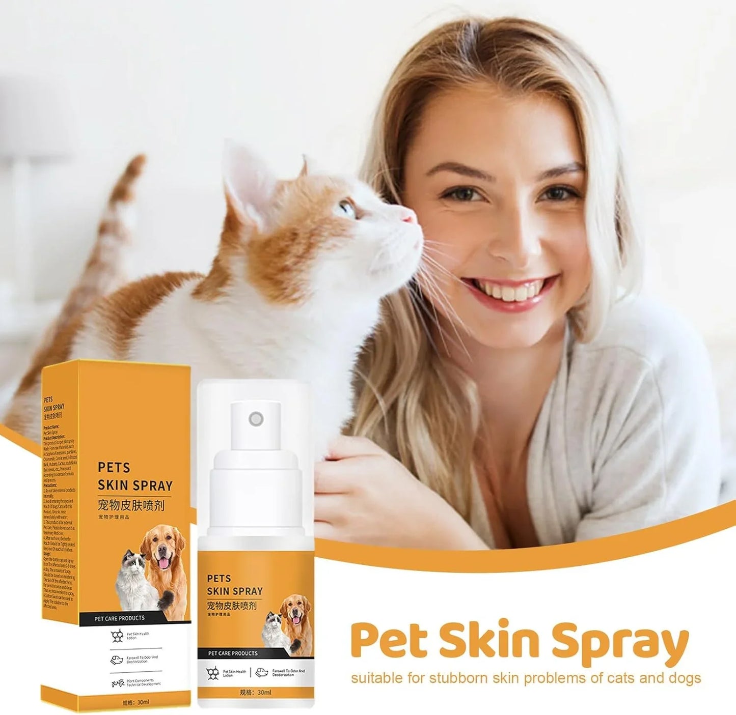 Cat and Dog Anti-Itch Spray, Dog Skin Itching Spray Skin and Coat Moisturizing Natural Skin Care Spray for Pets