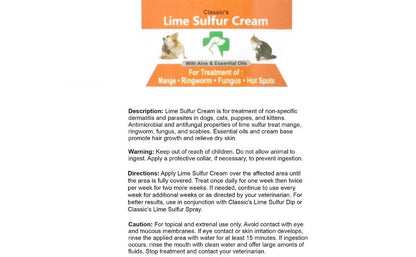 Classic's Lime Sulfur Pet Skin Cream for Cats and Dogs 100g