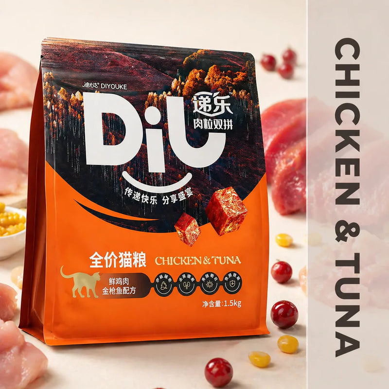 DiU Chicken & Tuna Premium Dry Cat Food 1.5kg