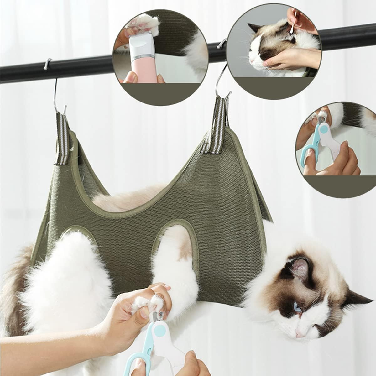 Dog Cat Grooming Bath Bag for Nail Cutting & Anti Scratch Cat Trimming Hammock 