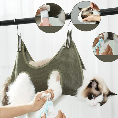 Dog Cat Grooming Bath Bag for Nail Cutting & Anti Scratch Cat Trimming Hammock 